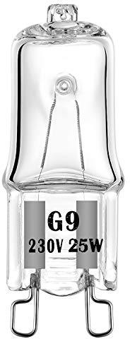 EKSAVE Set di 4 lampadine alogene G9 per forno Oven 25 W, 230 V, con tolleranza di 300 °C