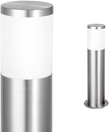 max K O M F O R T Standleuchte Außenleuchte Wegbeleuchtung E27 Edelstahl-Optik IP44 Außenbeleuchtung Garten moderne 50cm Standlampe aus Edelstahl 296A-500SN