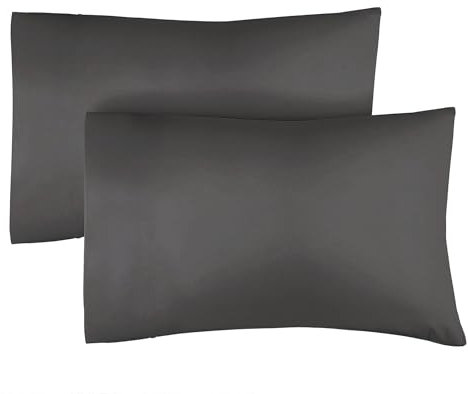 Kissenbezug 40x60 cm Dunkelgrau 2 Pack - Weiche Kopfkissenbezüge aus Mikrofaser - Kissenhüllen atmungsaktiv, pflegeleicht & knitterfrei - Maschinenwaschbar mit Reißverschluss - Oeko-Tex Zertifiziert