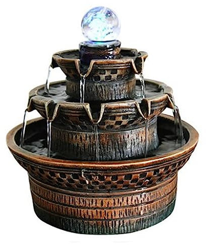 Fountain Water Feature Indoor Outdoor Statues Garden Decor Ornament With Rotating Ball,Indoor Tabletop Fountain Water Fountain With LED Light And Calming Water Sound Relaxation Fountain For Home