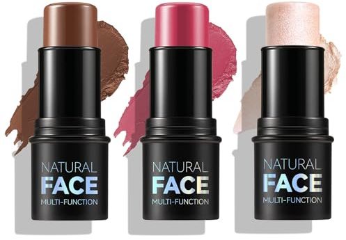 Barra De Rubor Facial, Barra De Resaltado De Contorno, 3 Piezas Barra De Maquillaje Multifuncional, Contouring Stick, Juego De Barras De Maquillaje, Crea Un Look De Maquillaje Ligero (B)