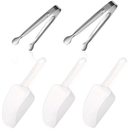 2-Piece Sugar Tongs, 3-Piece Ice Shovel Set, Sugar Cube Tongs, Rock Sugar Tongs, Popcorn Scoop, Candy Tongs, Suitable for Serving Candies, Popcorn and Other Party Snacks