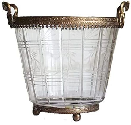 Cubitera Champanera Cubo De Champán Borde De Latón Retro Cubo De Hielo De Vidrio Binaural Bar Cerveza Cubo De Vino De Hielo Cubiteras para Botellas