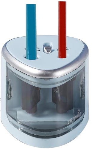 Taille-Crayon Électrique et Manuel Avec Lames Remplaçables - Sécurité Enfant (Blue)