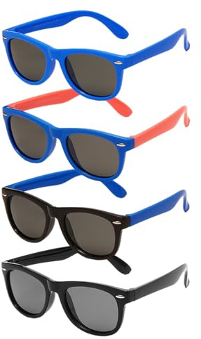 EHDWXVZM 4 pièces lunettes de soleil bleues pour enfants, lunettes de soleil pour enfants de 6 ans, lunettes de soleil polarisées pour enfants, cadeaux pour enfants, cadeaux pour filles de 12 ans