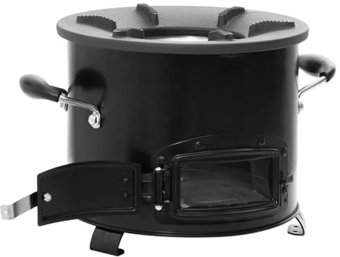 Sufrk Stufa a Legna da Campeggio Nera 36x26x22,5 cm Metallo,Stufa a Legna compatta per Il Campeggio all'aperto e la Cottura di PIC-nic