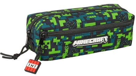 Minecraft TNT - Portatodo Triple Pequeño, Estuche Infantil, Estuche Niño, Ideal para Niños en Edad Escolar, Cómodo y Versátil, Calidad y Resistencia, 22x6x8.5 cm