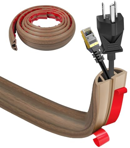 Kabelkanal Selbstklebend, Kabelbrücke Boden,3cmx300cm Flexibler PVC Flach Kabelabdeckung Boden Kabelschutz Kabelschacht für alle Netzkabel Haus,Büros,Hotels,Lager,usw-Leicht Schneiden -1# Holzmaserung