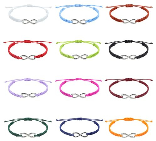 WeddHuis Set 12 Braccialetti Amicizia Donna Ragazza Bracciale Infinito Colorati Intrecciati Regolabili Fatti a Mano Idea Regalo per Coppia Amiche