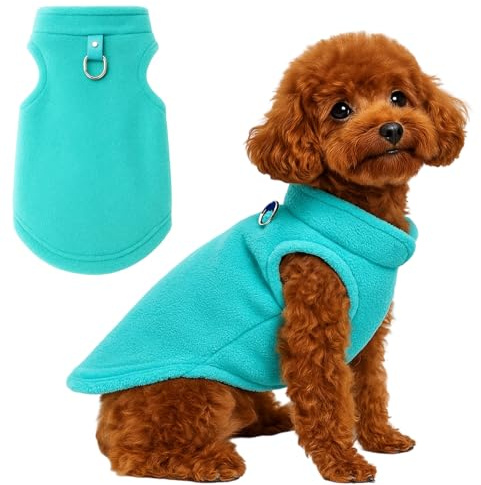 1PCS Dog Jumper, Dog Jumpers, Small Dogs Jumper With Leash D-Ring, Cozy Fleece Winter Jumpers For Dogs And Cats, Warm Pet Clothing & Accessories For Small Breeds (Blue M)