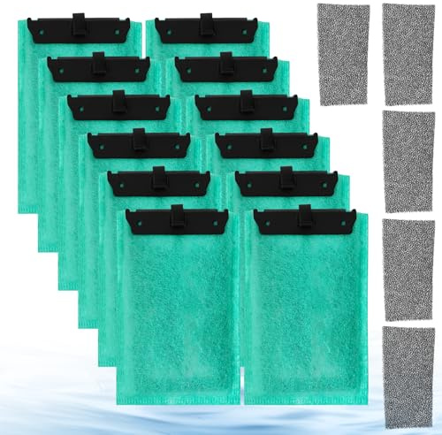 Set di cartucce filtranti per acquario compatibile con i filtri Tetra EasyCrystal Aquarium C250 e C300, include 12 filtri a carboni attivi e 5 filtri in schiuma