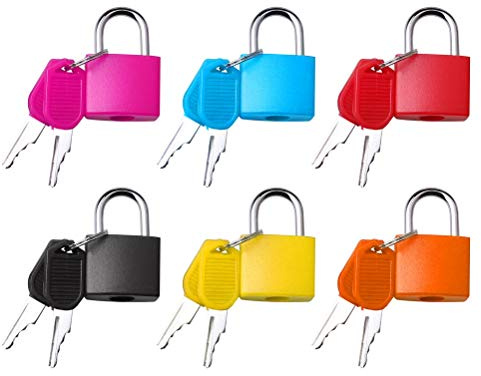 kuou Suitcase Locks with Keys, Small Padlocks Luggage Locks Coloured Metal Padlocks for Travel School Gym (6 Pcs)