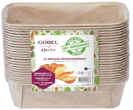 GOBEL | Packung mit 25 Kastenformen | Papier, Biologisch Abbaubar | Mittelgroß | 19 x 5 x 5 cm