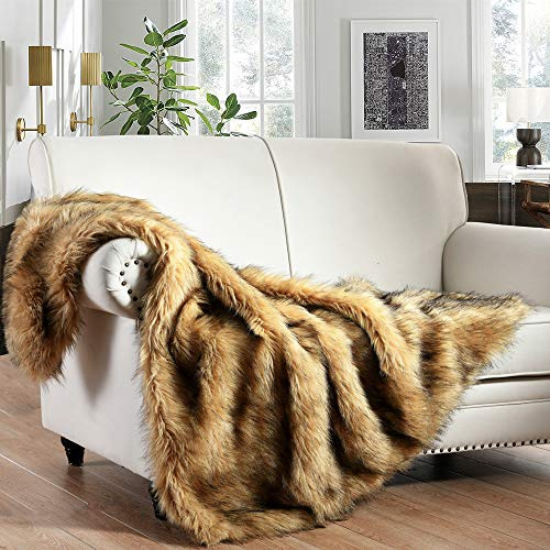HORIMOTE HOME Faux Fur Blend Blanket Super Warm Fluffy Blanket for Sofa Bed