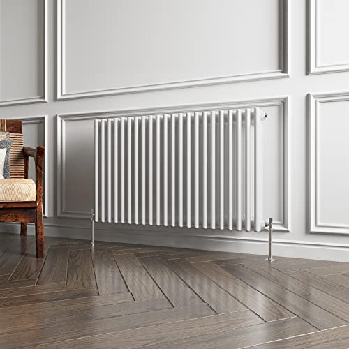 3 Column Radiator White Traditional Style 600x1010mm Horizontal Vintage Radiator,Design for Bedroom, Dining Room, Living Room