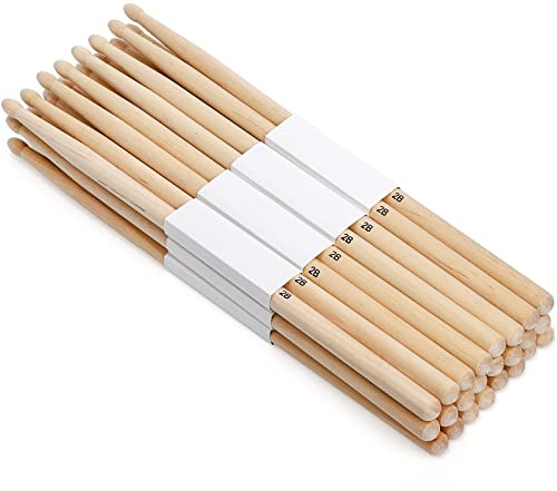 Suwimut 12 Pairs Drumsticks, Hard Maple 2B Wood Tip Drum Sticks, Exercise Drum Sticks for Adults Kids and Beginners, Musical Instrument Percussion Accessories