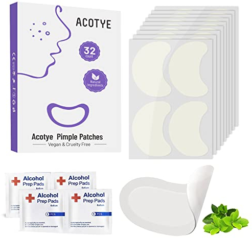 ACOTYE Pimple Patches 32 Stück Powerful Großes Pickel Patch mit Teebaumöl, Salicylsäure und Niacinamid, Schnelle Heilung für Große Zit Breakouts an Kinn, Wangen, Rücken