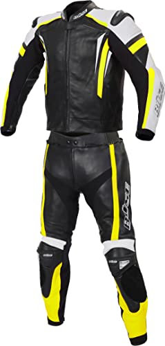 Büse Track 2-Teiler Damen Motorrad Lederkombi (Black/White/Yellow,40)