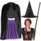 Adult’s Room on the Broom Set - Standard - Black Velour Cape, Purple Polka Dot Skirt, Witch Hat, Auburn Wig and Broom - Perfect for World Book Day School Book Day Fancy Dress