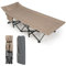 KOMFOTTEU Feldbett klappbar, Klappbett tragbar mit Tragetasche & Seitentasche, Campingbett bis 200kg belastbar, Campingliege für Outdoor, Garten, Camping, Indoor (Khaki)