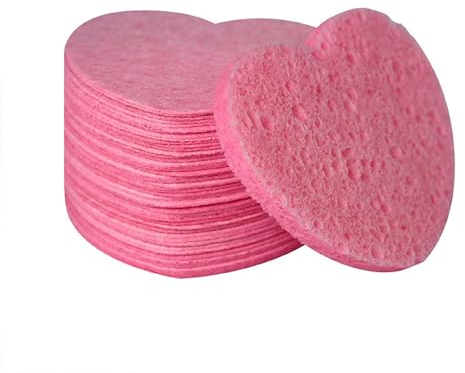 JTKREW 20pcs Komprimierte Gesichtsschwämme Herz Zellulose Gesichtspeeling Reinigungsschwamm Natürliche Kosmetik Spa Schwämme für Gesichtsreinigung Massage Porenpeeling Maske Make up