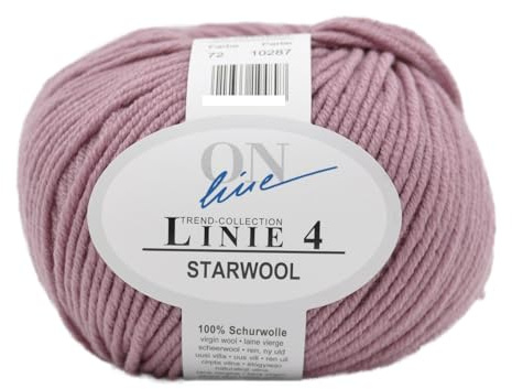 Online Garne Linie 4 Starwool | Reine Merinowolle zum Stricken und Häkeln | 50g Wolle einfarbig uni | Nadelstärke 3,5 bis 4,5 mm (072 | rose)