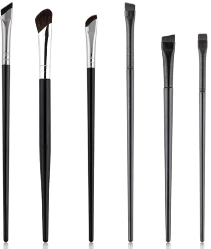 Qianyu 6 Stück Eyeliner Pinsel Set Abgewinkelter Pinsel Feiner Lidschatten Make Up Pinsel Set Ultradünner Gebogener Augenpinsel Präzise Eyebrow Brush Pinselset für Frauen Mädchen Kosmeti Anfänger