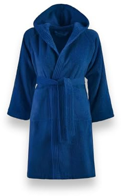 Bassetti Accappatoio Bambini spugna 100% cotone con cappuccio tasche e cintura grammatura 360gr (10/12 Anni, 2-Oltremare)