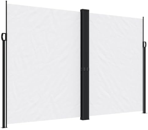 vidaXL Tenda da Sole Laterale Retrattile Bianca 220x1000 cm, Schermo Privacy da Giardino, Schermo Privacy da Balcone, Tenda da Sole