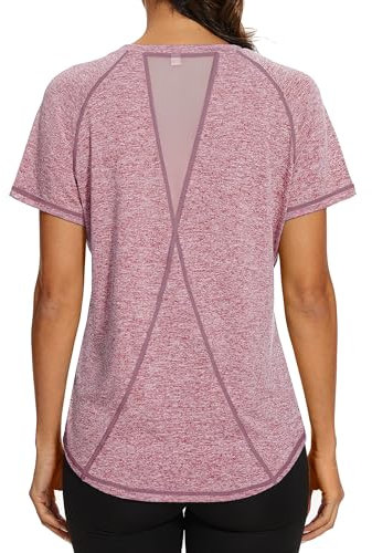 Gyabnw Sportshirt Damen Rosa Locker & Atmungsaktive Shirts – Funktionsshirt Damen Kurzarm als Laufshirt, Yoga Oberteil oder Gym Shirt, perfekt für Sport & Alltag