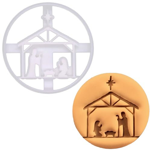 BAKERLOGY Emporte-pièce Crèche de Noël - Conception détaillée pour pâtisserie et artisanat, adapté au fondant, à la pâte, à l'argile - 1 pièce