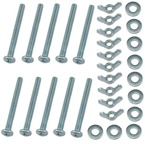 Meuey Lyot 1/4-20-2-1/2 Screw Bolts and Wing Nut Kit With Washers - 10 Set Long Bolt and Nut Set