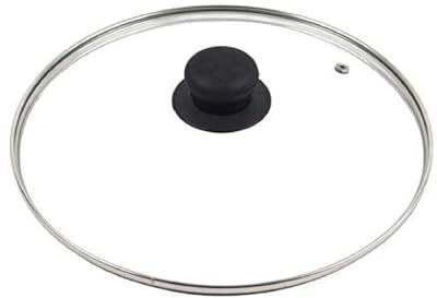 DIOXSTAR Transparent Glass Lid Cover, Heat Resistance, Ensuring Long-Lasting Performance, Ergonomic Knob, Comfortable, Sleek, Modern Design, Easy-Grip Knob, (28CM)