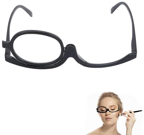 300 Degrees Make Up Glasses Make Up Glasses Flip Up Lens Uk Only Folding Reading Glasses Magnifying Make up Glasses With Flip-Down Single Lens For Womems Reading Glasses Magnifying Glasses （Black）