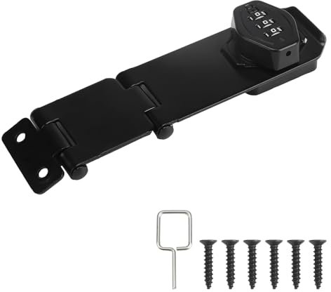 FOGAWA Überfalle mit Zahlenschloss 4 Zoll Sicherheitsüberfalle mit Schloss aus Zinklegierung Abschließbar Überfalle Schloss 3-Stelliges Zahlenschloss für Tür Außen Schrank Garten, Schwarz