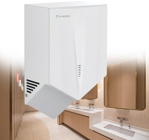 Secador de Manos Eléctrico, Secador de Manos Automático de Alta Velocidad, Secador de Manos Comercial, Funcionamiento Sin Contacto, para Cocina, Baño e Inodoro, 220V 1500W, Montaje en Pared,White