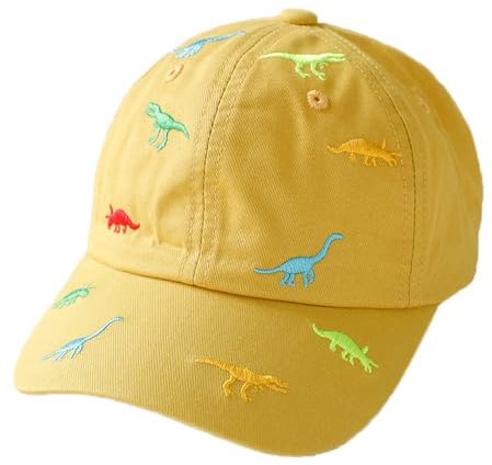 Cappellino da Baseball per Bambini e Bambine, con Ricamo a Forma di Dinosauro, Regolabile, in Cotone, con Protezione UV, per L'Estate, l'autunno, i Bambini, per 2-6 Anni