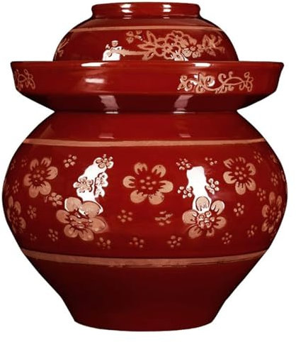 vaso di fermentazione. Ceramica con coperchi, grandi vasetti di decapaggio in porcellana tradizionale cinese, coccio di fermentazione in ceramica con coperchio a tenuta d'acqua(2.5L)