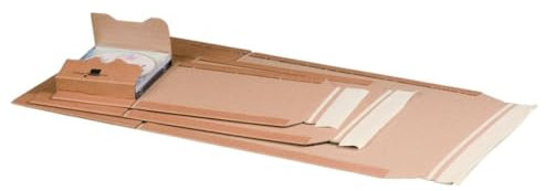 MA-Verpackungen - Buchverpackung DIN A4 Karton 304 x 215 x 20-77 mm selbstklebend Braun - (Außenmaß 350x220x20-90mm) Karton für Büchersendung - Bücher verpacken, Warensendung Verpackung (25)