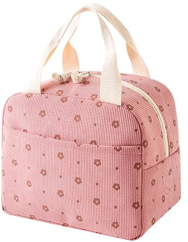 EDLMKM 9.5L Insulated Lunch Bag For Kids & Women, Flowers Pink Insulated Cooler Lunch Bag For Women, Cooler Bags Insulated Leakproof Thermal Freezer Picnic Bags For Work, School, Outdoor, Beach, Campi