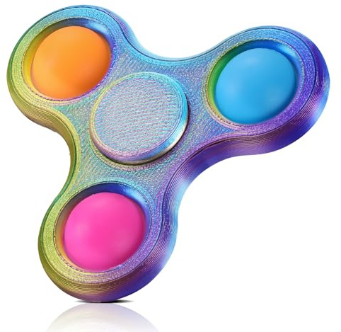 SCIONE 3D Printed Pop Fidget Spinner- Party Bag Fillers for Kids & Adults, Stress Relief Popper Sensory Toy for Birthdays, ADHD & Anxiety Relief Fidget Toys, Classroom Prizes (Red Blue Green)
