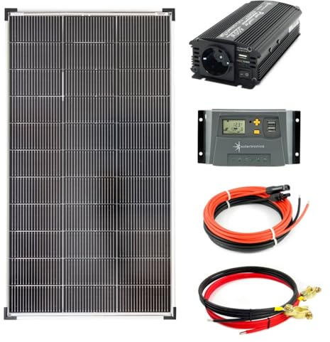 SOLARTRONICS Komplettset 1x120 Watt Solarmodul 1070x585 NM600 Watt Wandler 10A Laderegler Photovoltaik Inselanlage