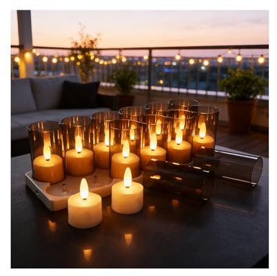 Velas LED Recargables con Mando a Distancia, Estación de Carga & Temporizador por MMOBIEL - 12 Velas de Té Sin Llama USB para Hogar, Mesa, Bodas & Decoración de Navidad