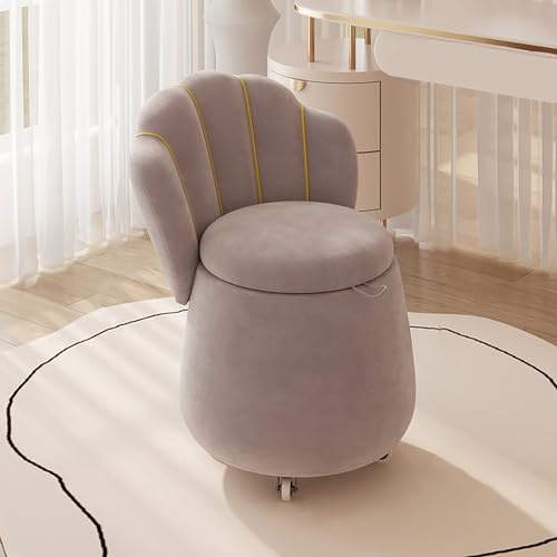 Silla giratoria redonda de terciopelo moderna con sillón tapizado de almacenamiento para guardería, sala de estar, dormitorio, oficina, salón, muebles elegantes y funcionales
