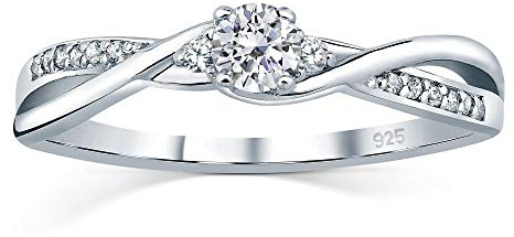SILVEGO Anillo de Compromiso de Plata 925 con Swarovski Zirconia