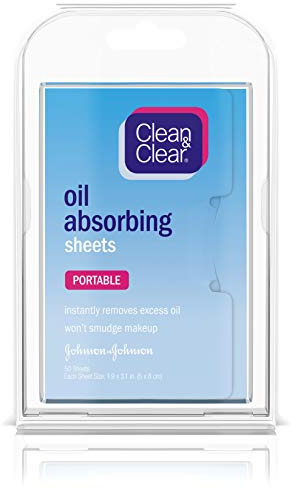 Clean & Clear Oil Absorbing Facial Sheets, Portable Blotting Papers for Face and Nose, Blotting Sheets for Oily Skin to Instantly Remove Excess Oil and Shine, Absorbing Blotting Papers, 50 ct