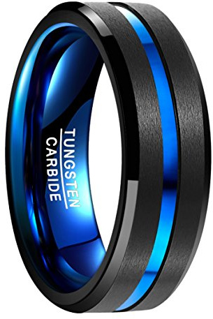 NUNCAD Anillos Hombre Carburo de Tungsteno Anillo para Hombres Mujeres Anillos Hombre Compromiso Boda Banda Apto para 7 to 35 (Diámetro Interior 14,9mm - 23,8mm)