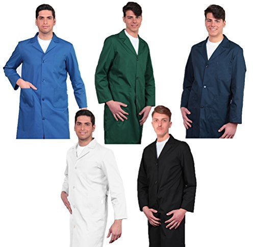 fratelliditalia.org Camice Uomo Operaio Farmacista salumiere Panettiere Fabbrica Magazzino Nero Blu Azzurro Verde (44, Azzurro)
