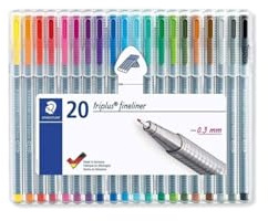 Staedtler Triplus Fineliner, Triangular, Set of 20 Brilliant Colours + Triplus Colour Set with 20 Brilliant Felt-tip Pens, High Quality, Suitable for Children DIN EN-71