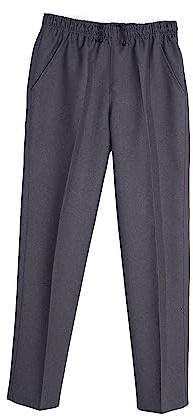 Pantalón Adaptado Hombre - Invierno - Pantalon Vestir con Goma en la Cintura - Tallas Grandes (Gris, XL)